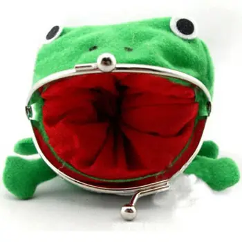 

2019 Frog Shape Cosplay Green Animal Bag Coin Purse Wallet Soft Furry Plush Purse Gift Smart Wallet Mini Slim Card Wallet