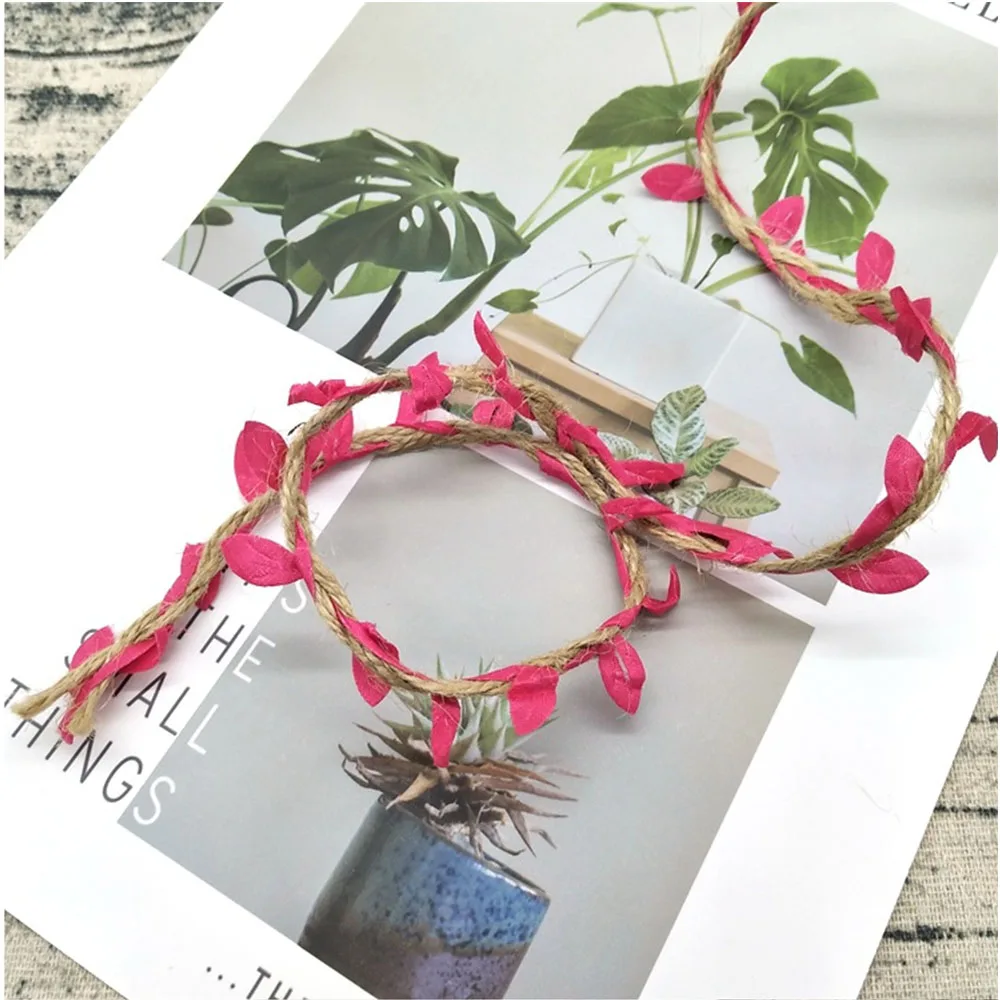Rose 2 м DIY Имитация ткацких листьев пеньковая веревка свадебное украшение в виде лианы на день рождения - Цвет: Rose