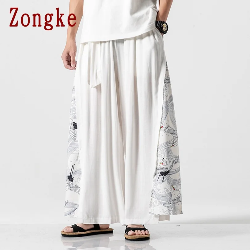 Zongke китайские мужские прямые брюки японские уличные шаровары мужские штаны для бега мужские штаны хип-хоп спортивные штаны 5XL Осень новинка