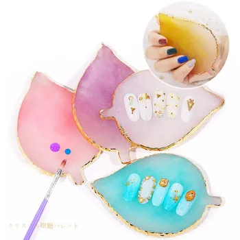 

1Pc Resin Stone Color Palette False Nail Tips Display Board Tools Leaf Shape Practice Showing Shelf Manicure Nail Art Holder
