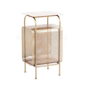 

Creative Minimalist Wrought Iron Golden Sofa Cabinet Mobile Small Coffee Table Bedroom Corner Several Sides Living Room Magazine