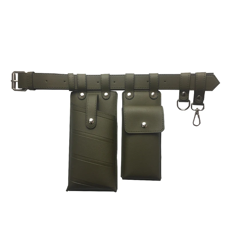 Women Waist Bag Fashion Leather Waist Belt Bag Crossbody Chest Bags Girl Fanny Pack Small Phone Pack shoulder strap Packs A1234 - Цвет: Army green waist bag