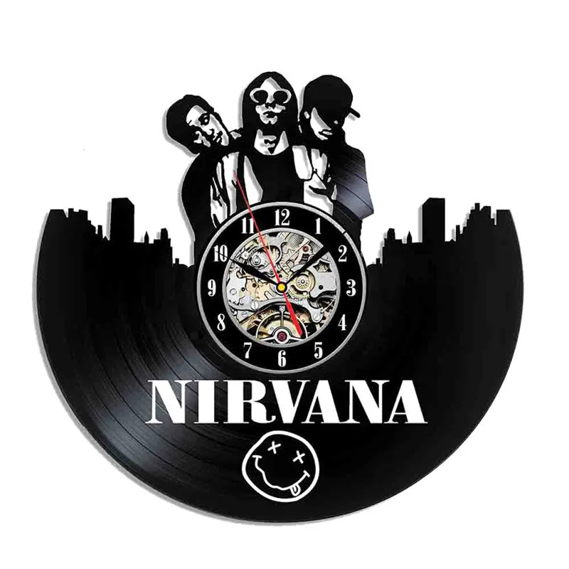 21 Nirvana модный дизайн черные 3D Виниловые настенные часы для дома комнаты Модный декор настенные стикеры поддержка Прямая - Цвет: 21