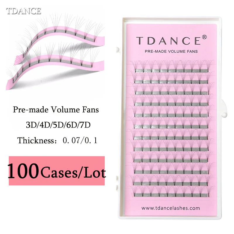 100Pcs/Lot TDANCE Pre-made Volume Fans Eyelashes Extension Heat Bonded Mink Premade Russian Eyelash Supplies | Красота и здоровье