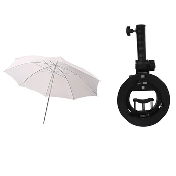 

1 Pcs 33 Inch Studio Flash Translucent White Soft Umbrella & 1 Pcs Bracket Pro Mount Adapter Holder for Speedlite Snoot Flash So