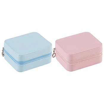 

Korean Girl Earrings Plate Portable PU Earrings Ring Necklace Multi-Function Jewelry Storage Box