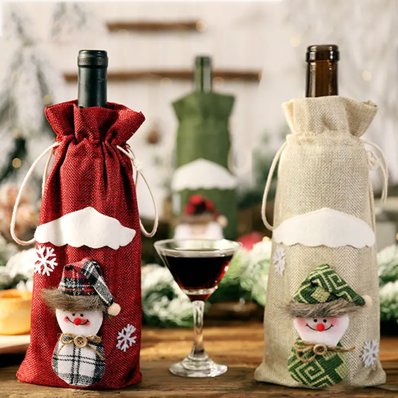 Новейший Рождественский чехол для винной бутылки Noel 2021 рождественские украшения