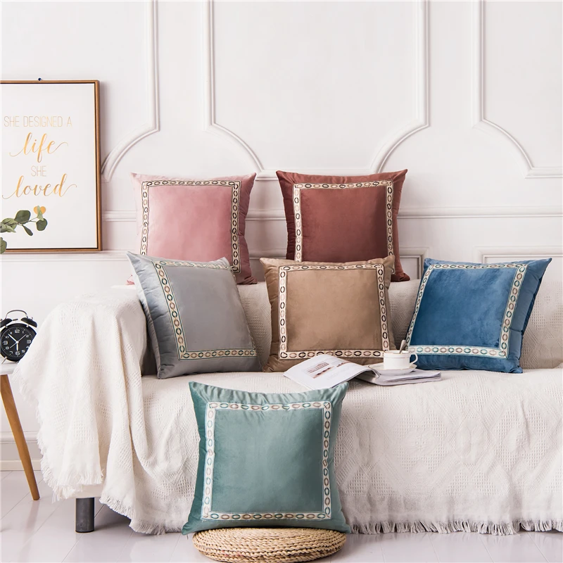 

Geometric Velvet Cushion Cover Simple Throw Pillows Cover Cases Decorative For Car Office Home Sofa Seat Chair