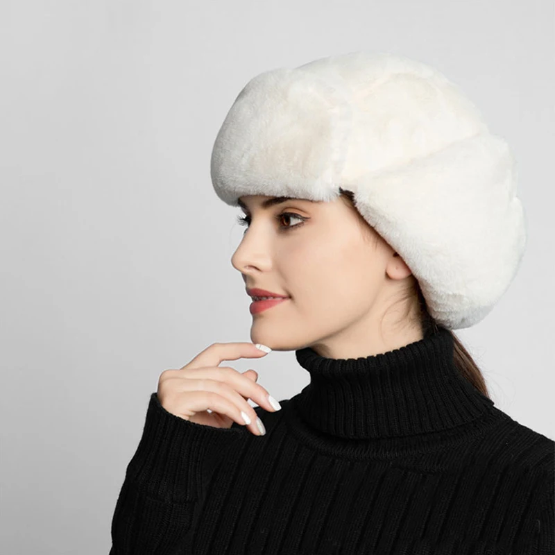 Зимняя женская шапка из искусственного меха для России, шапка с ушками Lei Feng, женская зимняя утолщенная теплая Модная шапка-ушанка для пары