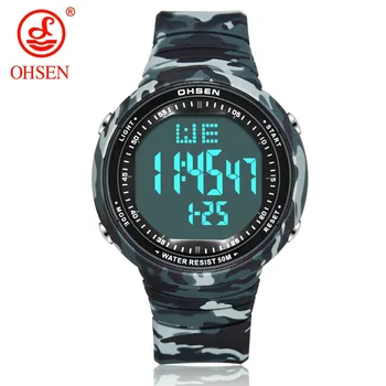 

OHSEN Fashion Casual Men Watch Analog Digital Military Sport Men Wristwatch LED Waterproof Camouflage Black Watch Outdoor Clock