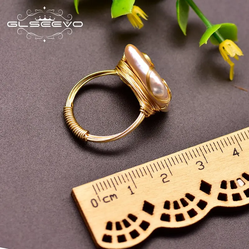 GLSEEVO барокко жемчужное кольцо минимализм геометрический для женщин влюбленных Свадебные помолвки Роскошные ручной работы драгоценные ювелирные изделия GR0250