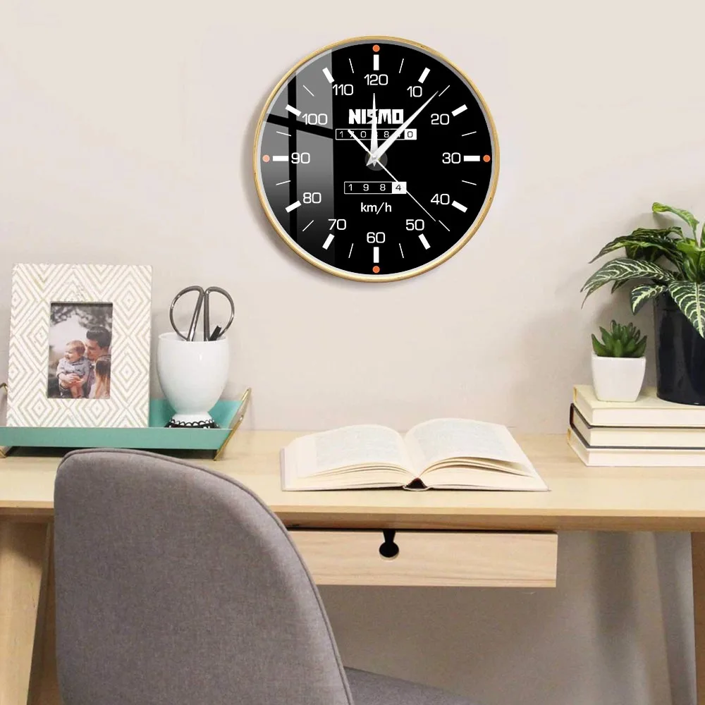 Motorsports Skyline 320km/h Tribute Speedometer Modern Design Wall Clock Driving Racing Artwork Car Dashboard Gauges Wall Watch 6