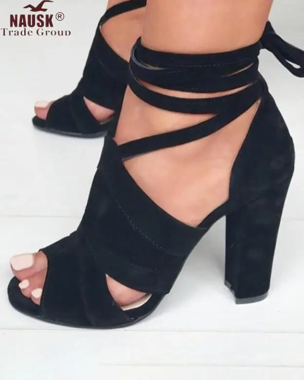 

Sandalias Mujer 2020 Women Sandals Gladiator High Heels Strap Pumps Buckle Strap Shoes Fashion Summer Ladies Shoes size 34-43