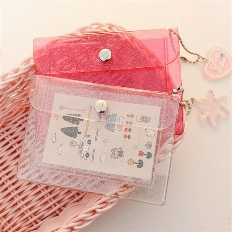 Wallet Card Holder,Card Holder,Credit Card Holder 2 Bits Transparent Waterproof PVC Women Girls Card Case Business Card Holder Men Credit Bag ID Mini Wallet