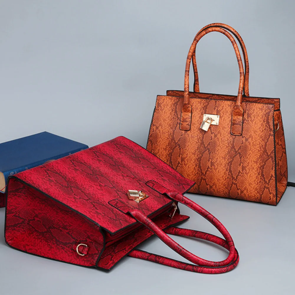 

Large women's bag high quality pu leather 2020 new zipper fashion snake pattern element luxury handbags women bags designer shou
