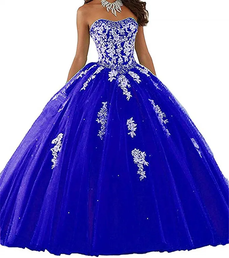 Сапфировое свадебное платье, много цветов, Милая Аппликация, бальное платье, Vestidos De 15 Anos, бисероплетение, Seet 16, вечерние платья - Цвет: BLF-28-royal blue