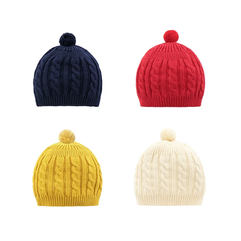 

Winter Baby Hat Pompon Winter Children Hat Knitted Cute Cap For Girls Boys Casual Solid Color Girls Hat Baby Beanies