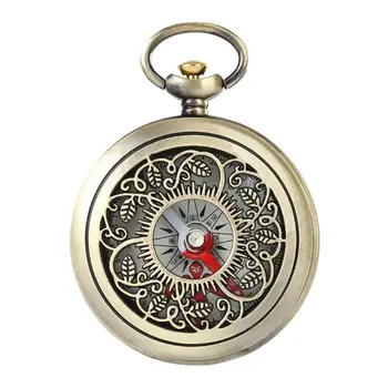 

Vintage Bronze Compass Pocket Watch Design Outdoor Hiking Navigation Kid Gift E5BD