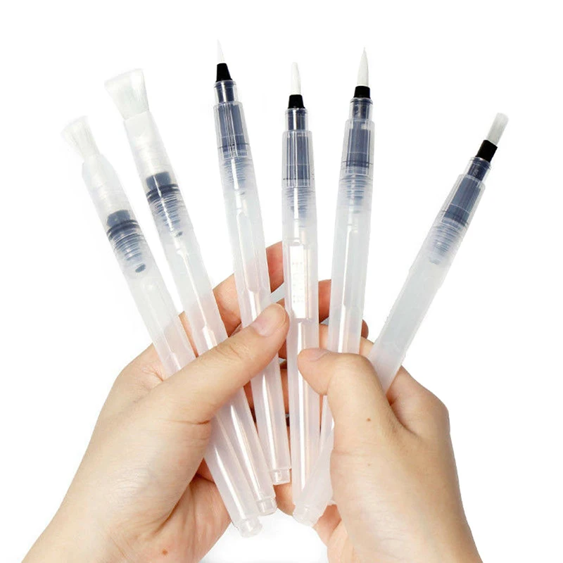 

6pcs Water Color Brush Refillable Pen Watercolor Color Drawing Art Supply Water Coloring Brush Pens GV99