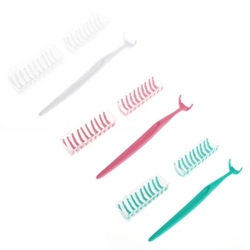 

Dental Floss Brush Stick Toothpicks 1 Handle + 20 Disposable Heads Oral Cleaner 896D