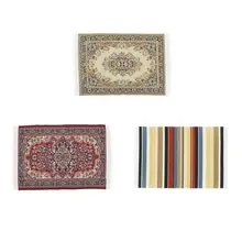 Tapis de sol tissé pour maison de poupée, Miniature à rayures, échelle 1/12, cadeau d'anniversaire pour enfants