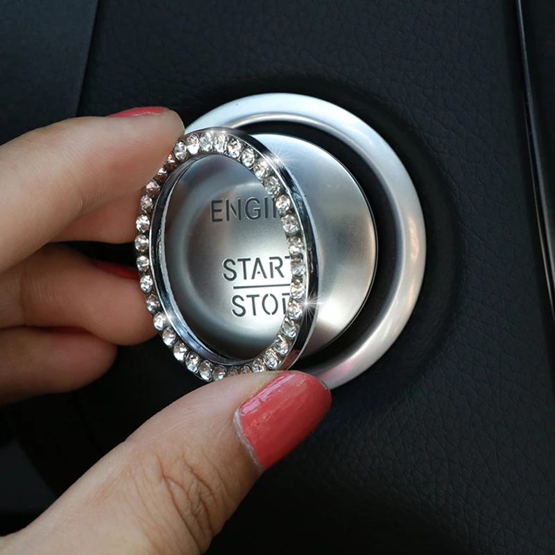 Crystal-Rhinestone-Car-Emblem-Sticker-Ring-Car-Auto-Start-Stop-Engine-Ignition-Button-Key-Knobs-Bling-Car-5