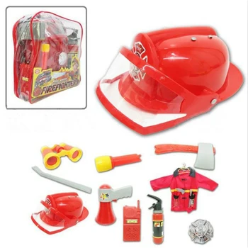 

Kids Fireman Costume Hat Toys Children Complete Firefighter Accessories for Cosplay Fireman Costume Kids Wear Clothes Toy
