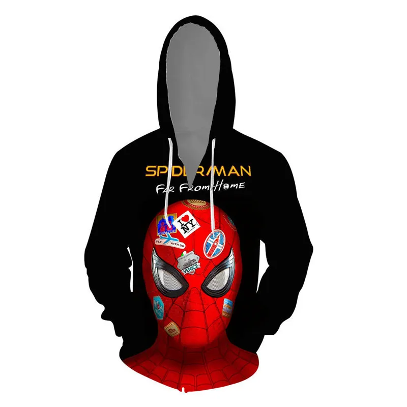 2019 Осенняя толстовка с капюшоном на молнии героями мультфильма expedition Spider 3D