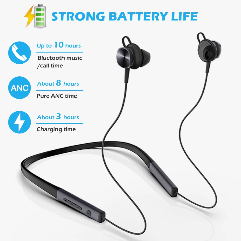 Cigfun Wireless Earphone ANC Headphone Bluetooth5.0 Sport Neckband Headphones With Mic Active Noise Cancelling Headset For Phone