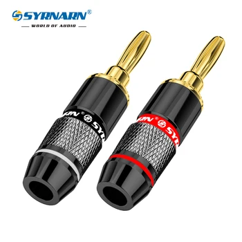 

SYRNARN 2Pcs/1Pairs Banana Plugs Audio 24K Gold Plated Copper Speaker plug Binding Post Terminal Banana Connectors High Quality