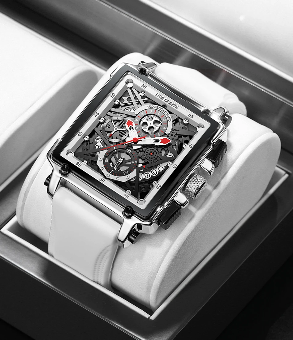 LIGE 2022 Men Watch Top Brand Luxury Waterproof Quartz Square Wrist Watches for Men Date Sports Silicone Clock Male Montre Homme expensive quartz watches