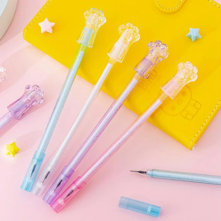 

Cat Claw Shape Gel Pen Office Stationery Color Clear Crystal Black And Blue Ink 0.5mm School Supplies Pen 1PCS
