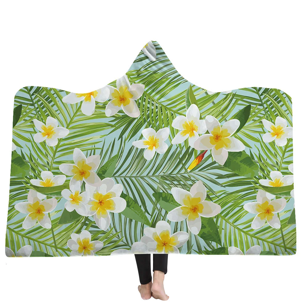 Прямая одеяло с капюшоном с изображением ананаса, цветы плюшевый, с принтом для взрослых и детей, шерстяное одеяло теплое покрывало Одеяло - Цвет: color20