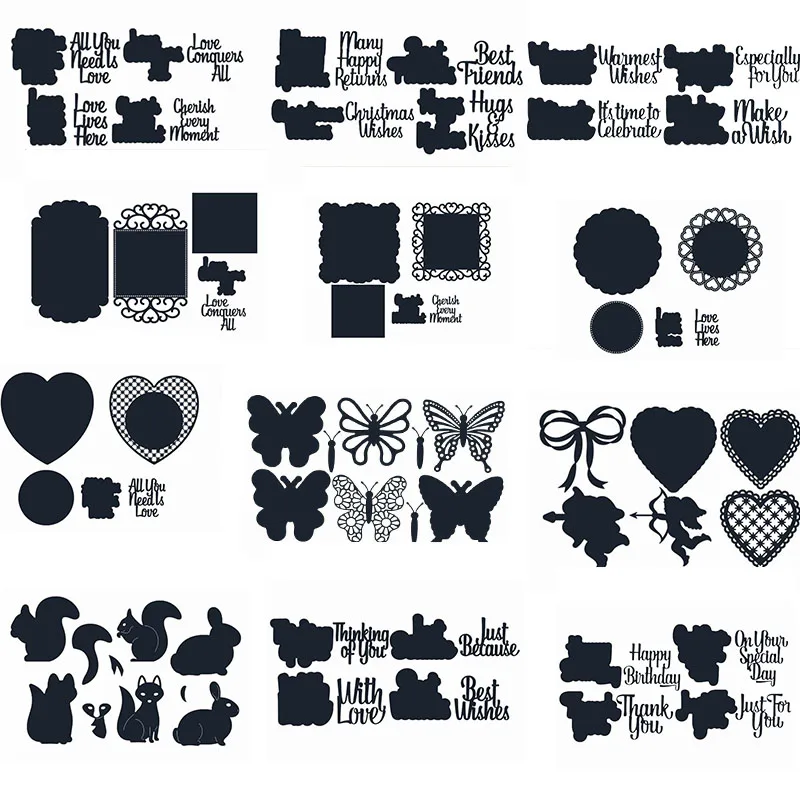 

Letters Butterfly Weasel Rectangle Round Heart Shaped Background FrameMetalCutting Dies For Scrapbooking Craft Embossing 2019Die