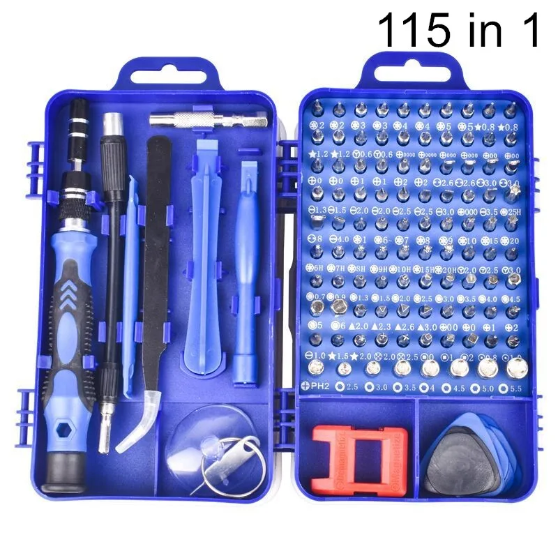 115 in 1 blue Junejour отвертка набор высокоточных отвёрток 115 в 1 Инструменты для ремонта с переносной чехол для ноутбуков телефон часы - Цвет: 115 in 1 blue