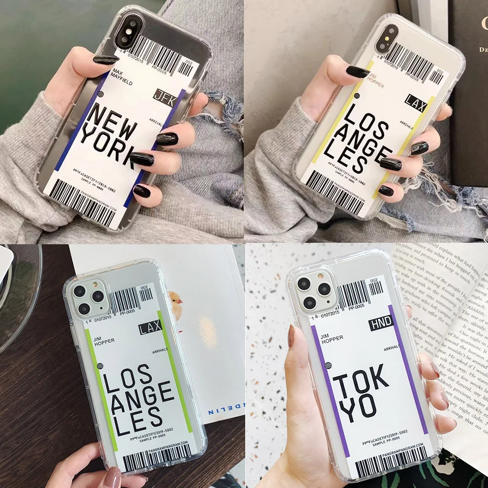 Прозрачный чехол для телефона на посадочный талон городской штрих-код iPhone 7 8 Plus X