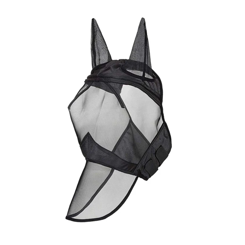 L horse mask Противомоскитная маска лошади, летающая маска, дышащая комфортная конная маска, конная маска на молнии, съемная Сетка 20O24 - Цвет: L horse mask