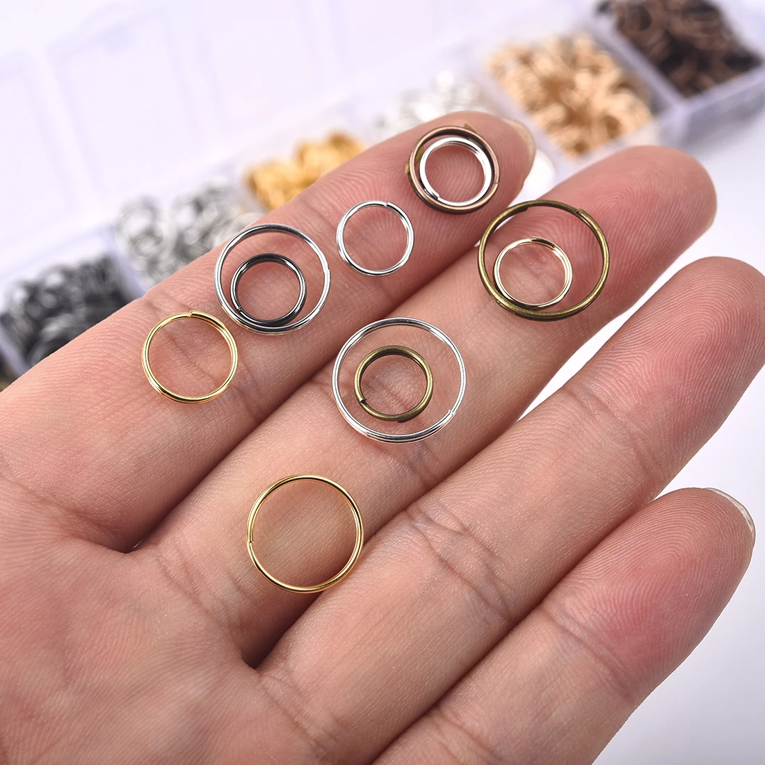 1Box 7 Colors Double Jump Rings 5/6/7/8/10/12/14mm Metal Jewelry Findings  Kit for Jewelry DIY Making Handmade Accessories