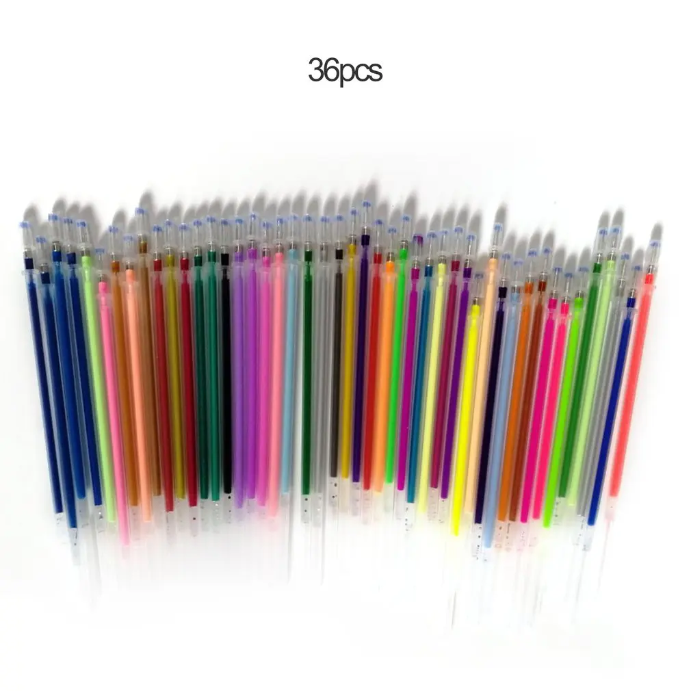 12 24 36 48 Colors/Set Flash Ballpint Gel Pen Highlight Refill Color Full Shinning Refill Painting Pen Drawing Color Pen