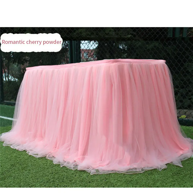 Light pink Романтический Тюль сетка стол вокруг украшения слой Сетка пушистая ткань для детского душа Свадьба День Рождения Вечеринка декор стола - Цвет: Light pink