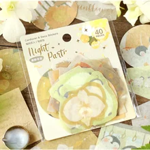 

4 Bags 160PCS Washi Paper Sticky Stickers The Forest Elves And Songs Lovely Romantic Floral Sticky Set School Office Stationery