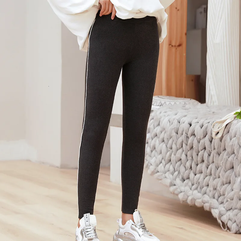 Для женщин Утепленная одежда однотонное бархатное колготки Yewa's Store/Узкие полоски, с заниженной талией, колготки узкие брюки зима новое поступление