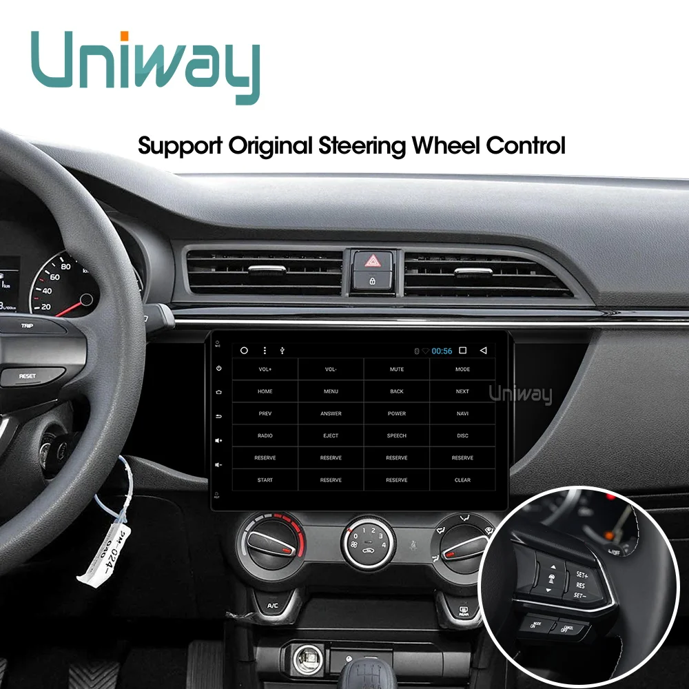 Discount uniway A17K21071 2G+32G Octa 8 core  android 8.1  car dvd for kia k2 rio 2016 2017 multimedia car radio gps 5