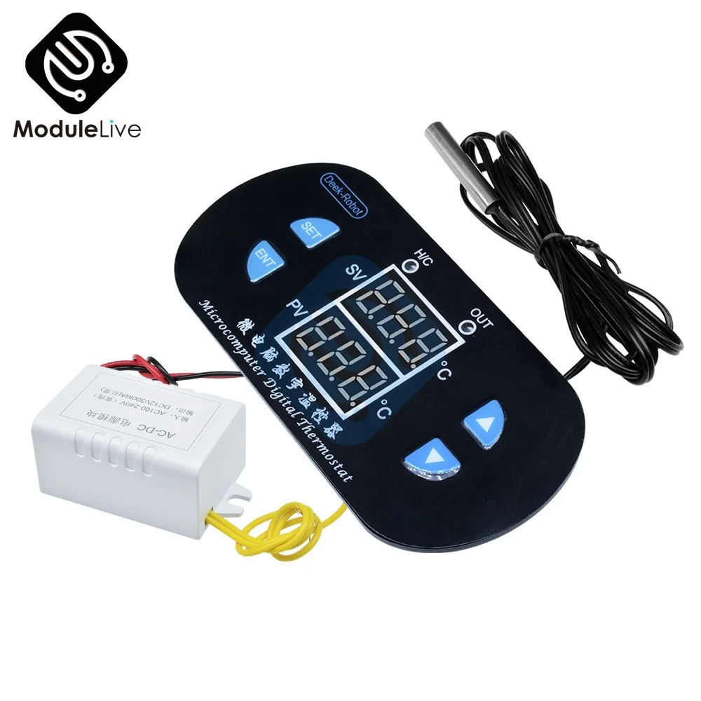 XH-W1308 с двумя светодиодными цифровыми Регулируемый AC/DC 12V AC 110 V-220 V Прохладный тепла Сенсор красные, синие Температура контроллер температуры для контроля температуры термостата