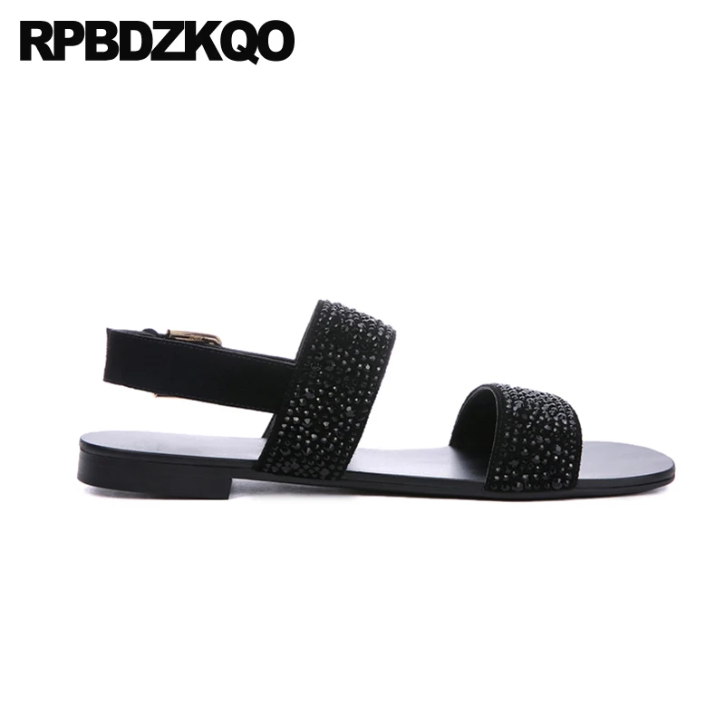 black roman size 46 rhinestone italian native shoes plus genuine leather 45 high quality men gladiator sandals summer gold strap