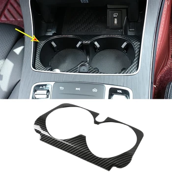 

for Mercedes Benz C E GLC G Class W205 W213 X253 Carbon Fiber ABS Center Console Water Cup Frame Panel Trim Cover