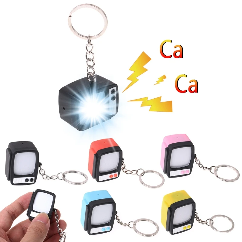

HBB Creative Television LED Keychain Key Holder Mini TV Sound Light Up Decor Gift NEW
