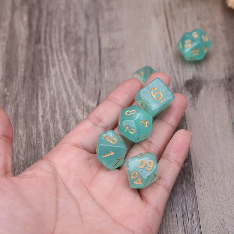 Game Dice Dice Set Acrylic Dice 7pcs D20 Acrylic Polyhedral Glitter Double Colors 20 Sided Dices Table Board Playing Game for Bar Pub Club Party