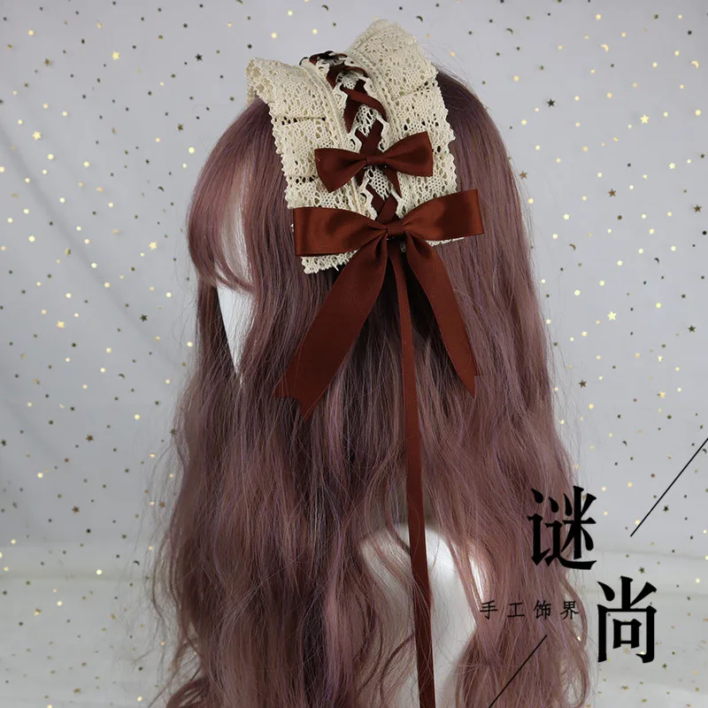 Мягкие японские игрушки волосы "Лолита" лента ручной работы заколка с кружевом боковая заколка Лолита Сладкий ежедневный ободок для волос Симпатичные Bowkont аксессуары для волос