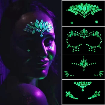 

Halloween Ghost Face Tattoo Sticker Festive Party Glitter Luminous Fake Tattoos Rhinestones